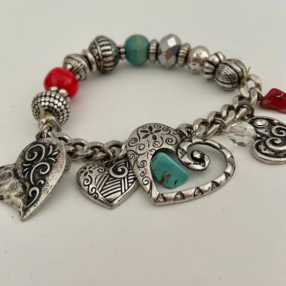 DaVinci Silver Tone Multi Heart Chunky Charm Bracelet - Picture 5 of 5